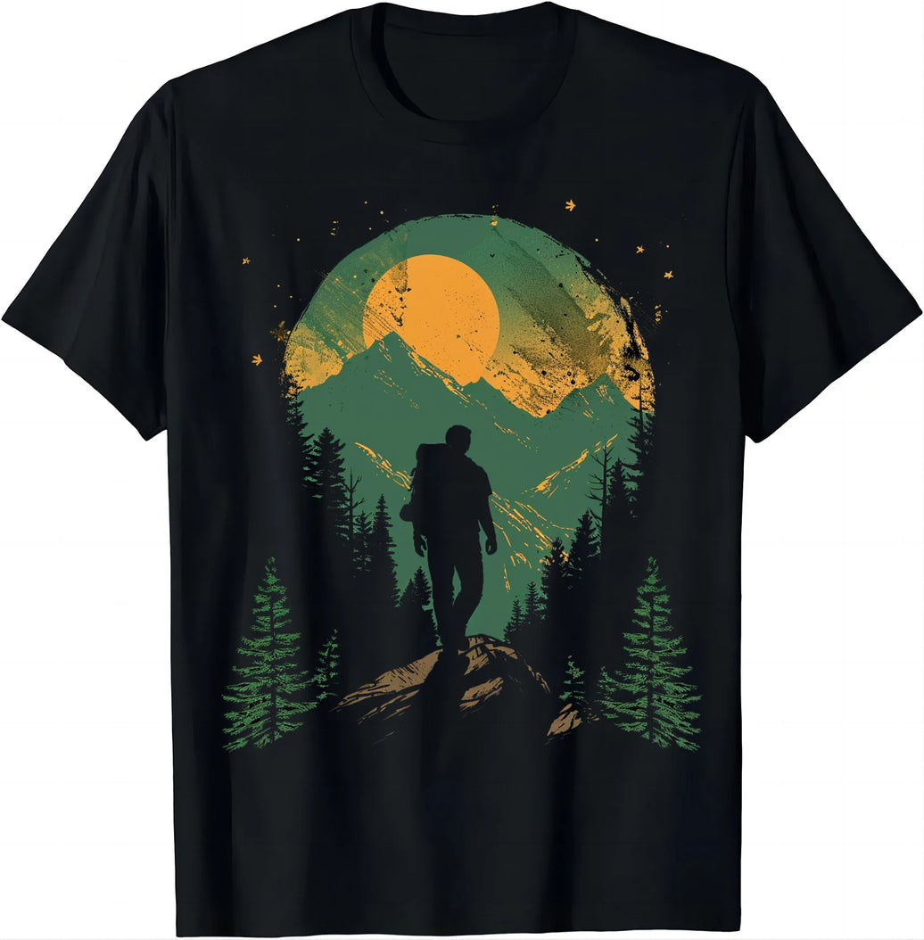 Retro-style Hiker T-shirt with Mountains
