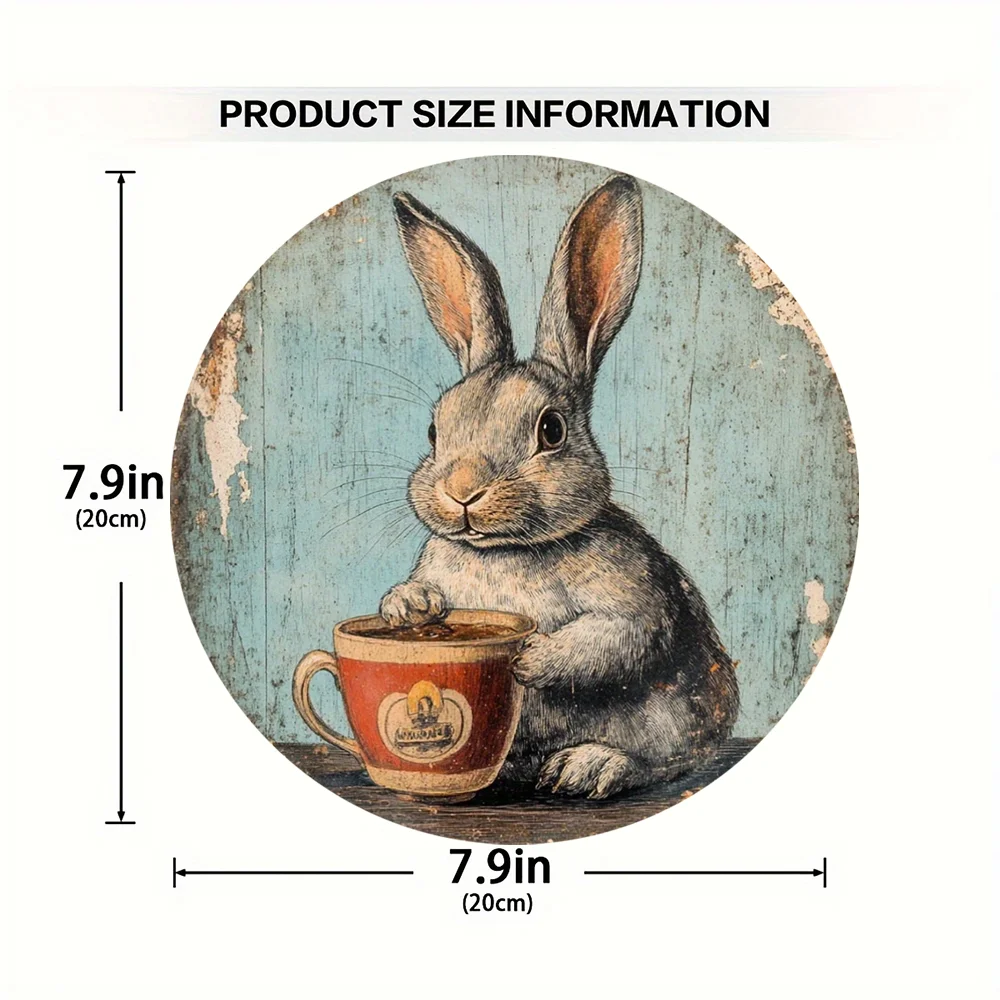1 cute bunny easter wreath wooden sign-round wooden handmade decorations, rabbit accessories, perfect for room decoration.