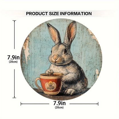 1 cute bunny easter wreath wooden sign-round wooden handmade decorations, rabbit accessories, perfect for room decoration.