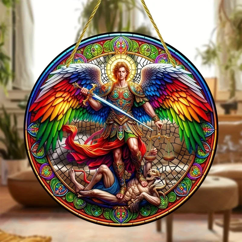 Archangel St. Michael Sun Sign Acrylic Window Suncatcher