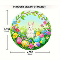 1 cute bunny easter wreath wooden sign-round wooden handmade decorations, rabbit accessories, perfect for room decoration.