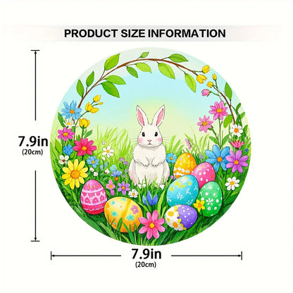 1 cute bunny easter wreath wooden sign-round wooden handmade decorations, rabbit accessories, perfect for room decoration.