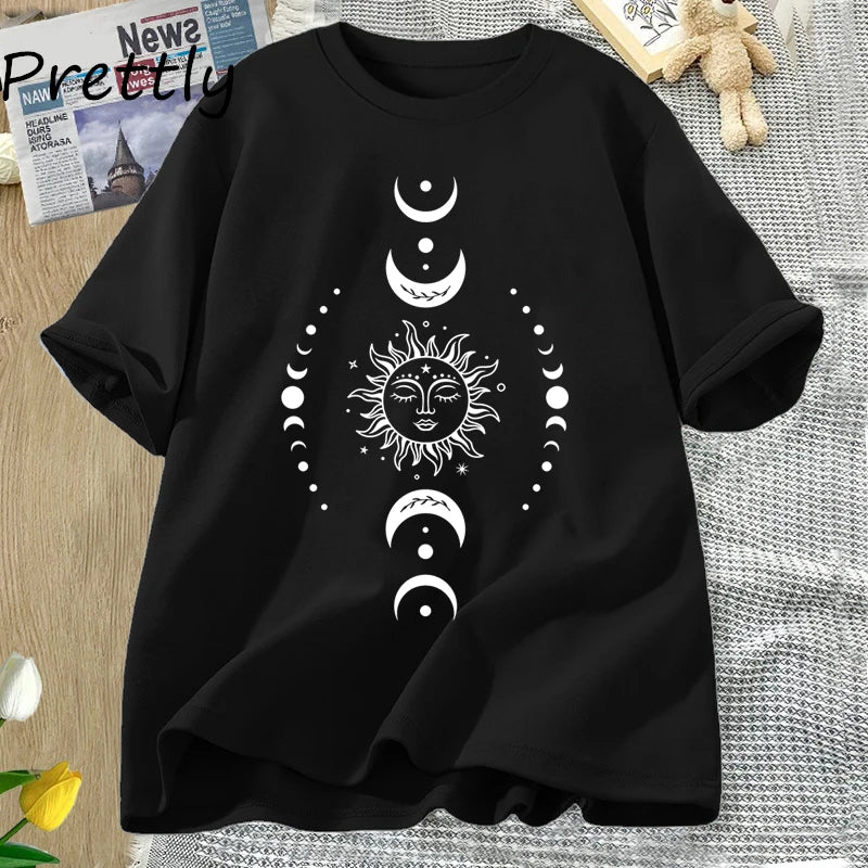 Celestial Sun and Moon Astrology T-Shirt Mystical Tee