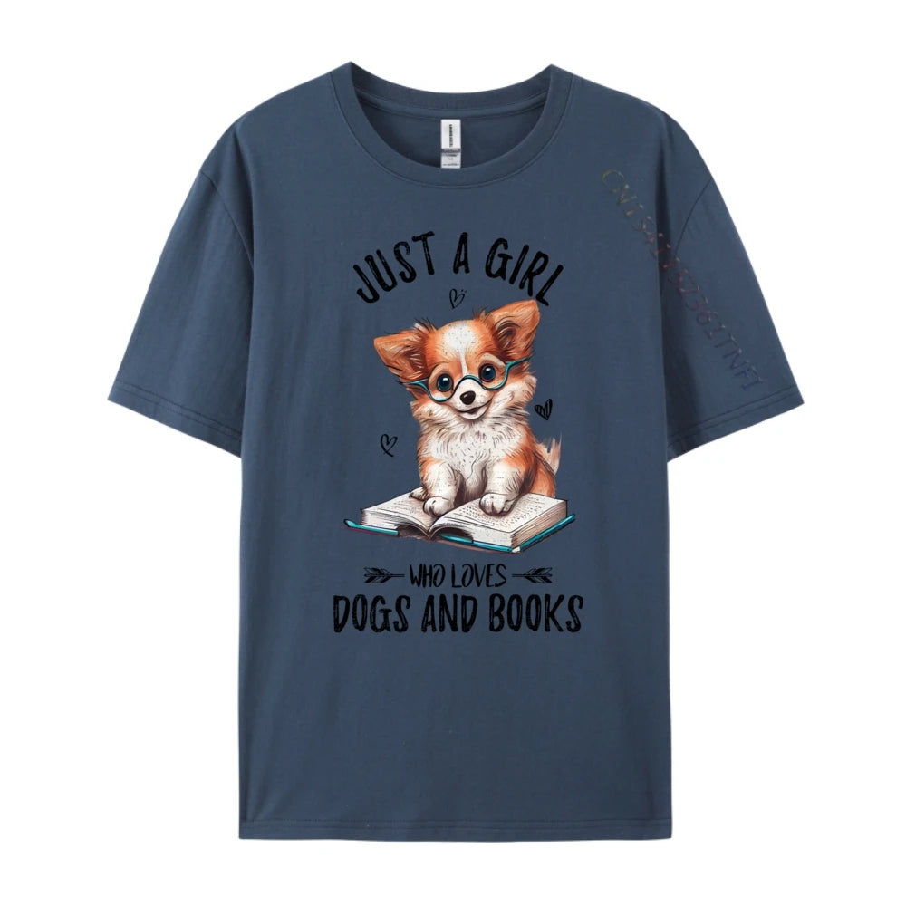 Just A Girl Who Loves Dogs And Books Puppy Tshirt