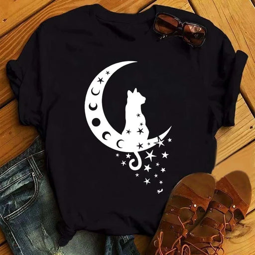 Moon Butterfly Astrology T-Shirt Casual Women’s Top