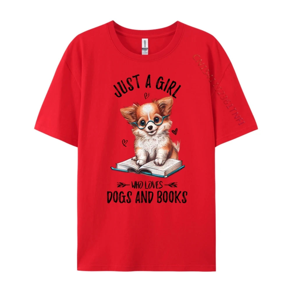 Just A Girl Who Loves Dogs And Books Puppy Tshirt
