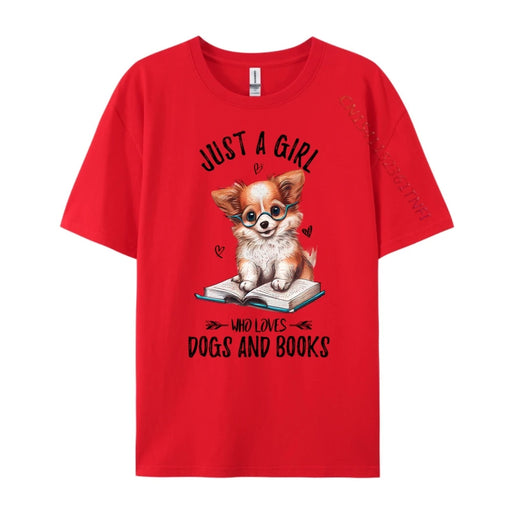 Just A Girl Who Loves Dogs And Books Puppy Tshirt