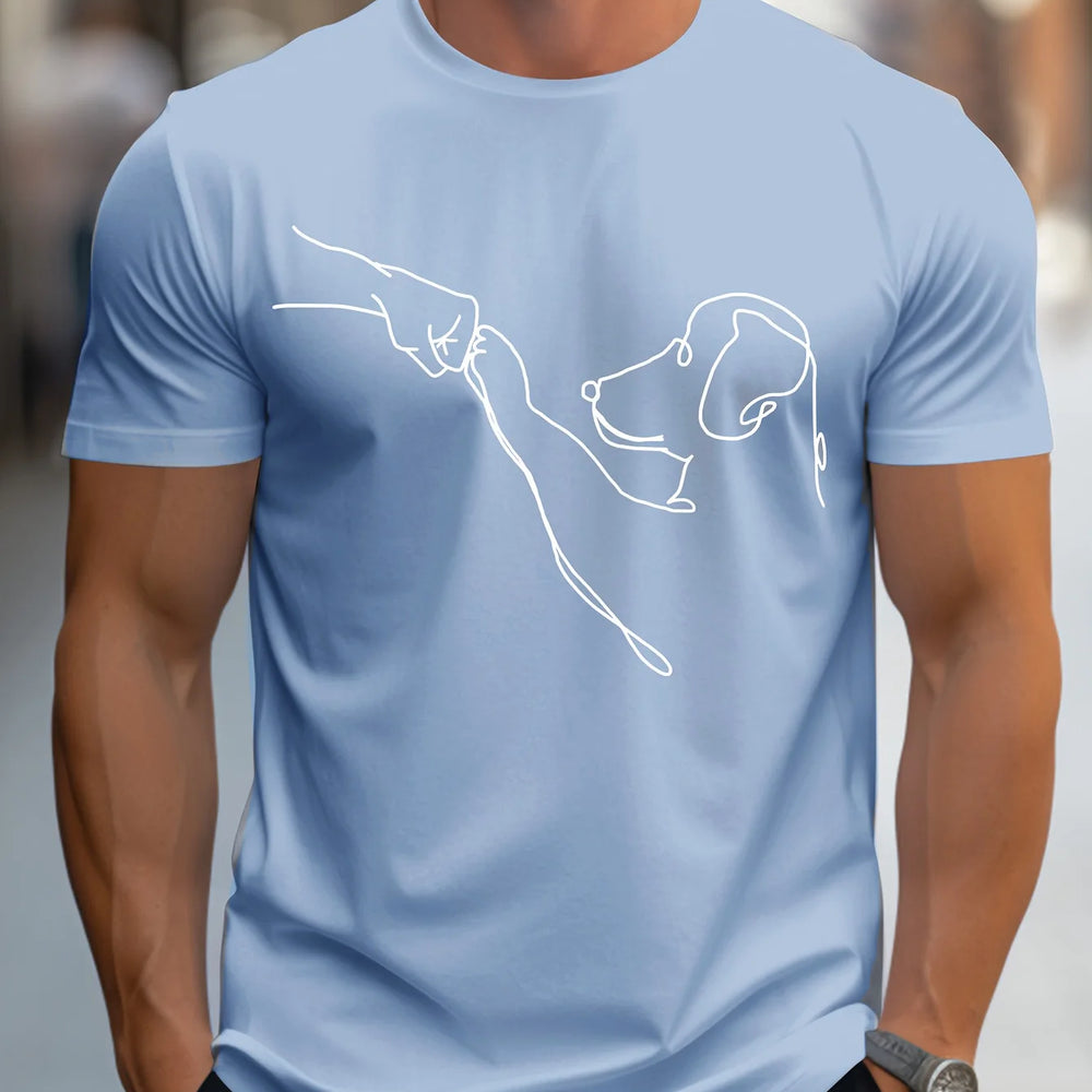 Dog Fist print round neck short sleeved T-shirt