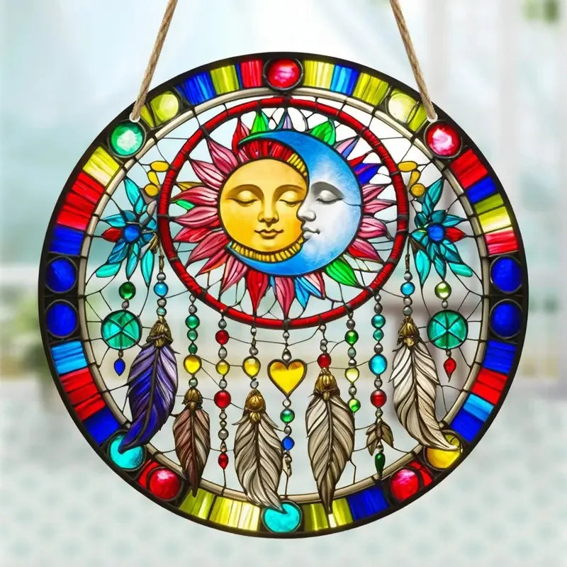 Tree of Life Theme Acrylic Sun Catcher- Window Hanging Decor with Stained Glass Appearance for Multi-Scene Decor Perfect festiva