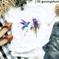 Hummingbird Floral Watercolor Purple Bird  T Shirt
