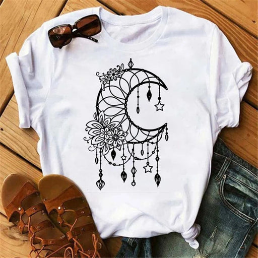 Moon Butterfly Astrology T-Shirt Casual Women’s Top