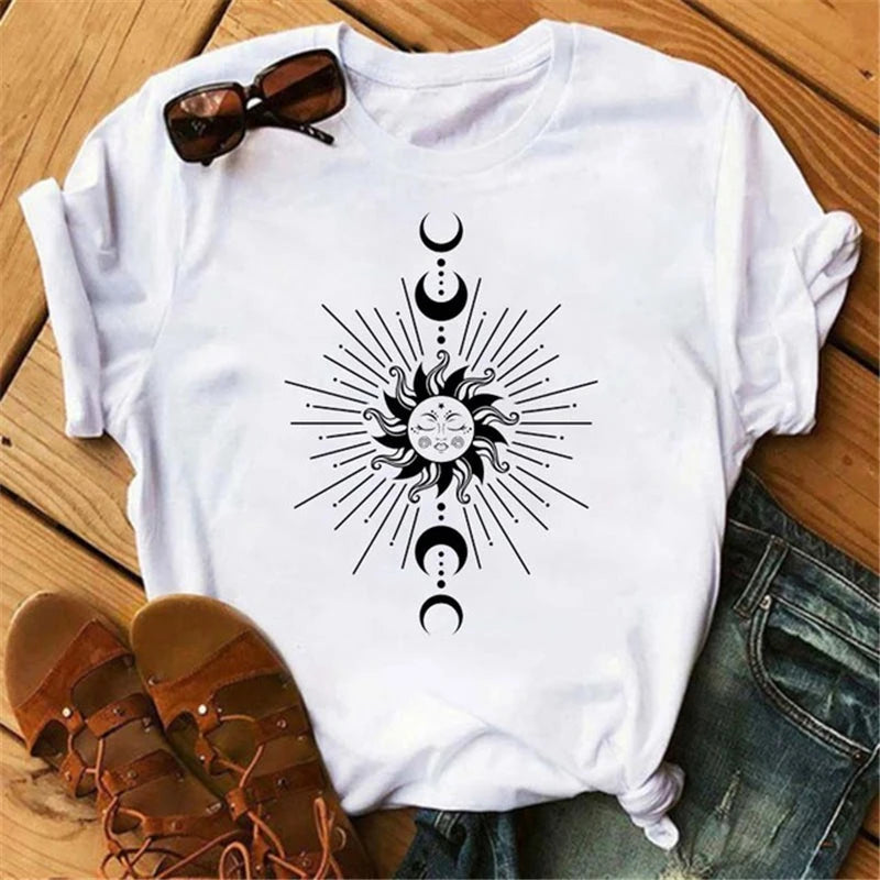 Moon Butterfly Astrology T-Shirt Casual Women’s Top