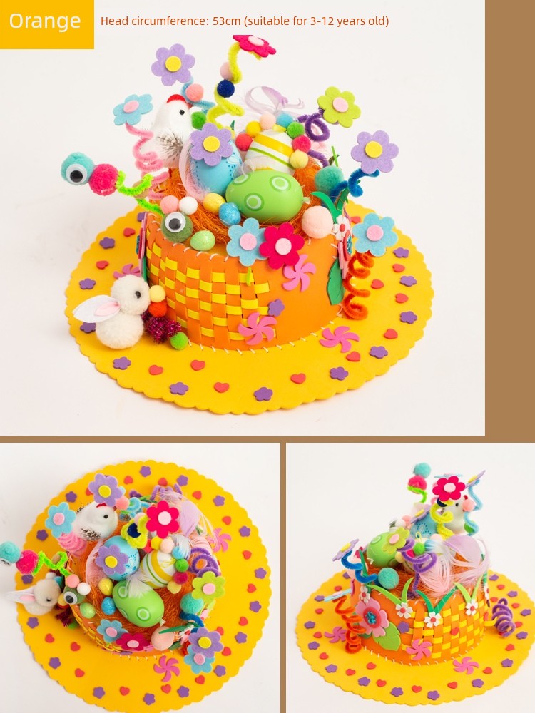 Creative Kids Hat DIY Handmade Material Package Catwalk Rabbit Hat Making Woven Hat Easter Hat Decoration