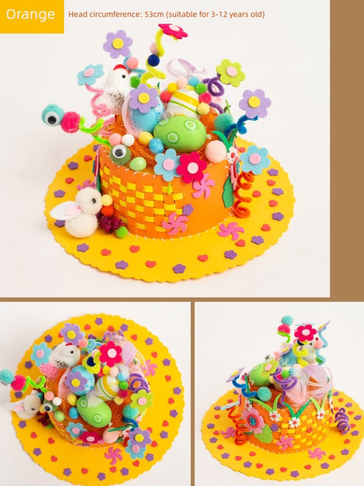 Creative Kids Hat DIY Handmade Material Package Catwalk Rabbit Hat Making Woven Hat Easter Hat Decoration