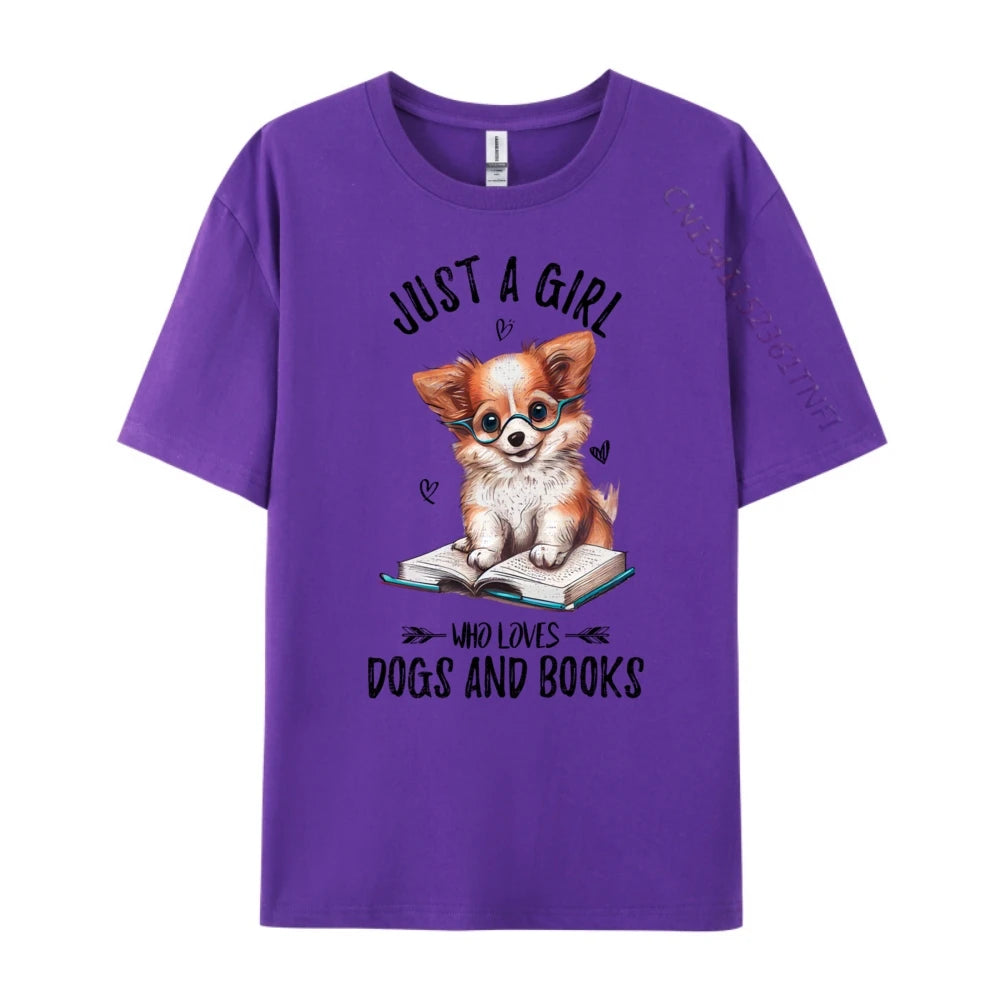 Just A Girl Who Loves Dogs And Books Puppy Tshirt