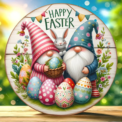 1 cute bunny easter wreath wooden sign-round wooden handmade decorations, rabbit accessories, perfect for room decoration.