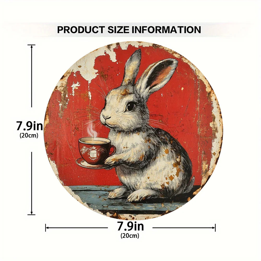 1 cute bunny easter wreath wooden sign-round wooden handmade decorations, rabbit accessories, perfect for room decoration.