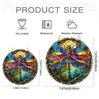 Dragonfly Suncatcher - Round Acrylic Wall Art, Stained -Style Window Hanging, Perfect For Bedroom & Living Room Decor