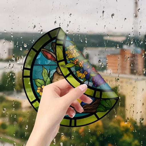 Happy Easter Window Stickers Rabbit Eggs Flower Plants Electrostatic Glass Sticker Easter Decorations for Home Bunny Wall Decals