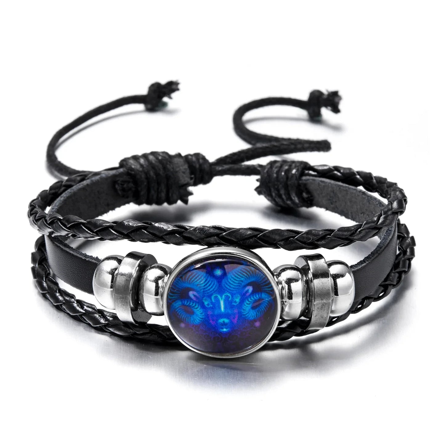 12 Constellation Zodiac Sign Luminous Vintage Leather Bracelet