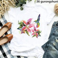 Hummingbird Floral Watercolor Purple Bird  T Shirt