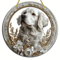 Golden Retriever German Shepherd Suncatcher, Acrylic Round Translucent Hanging,Gift for Dog Lover,House Yard garden farm Decor
