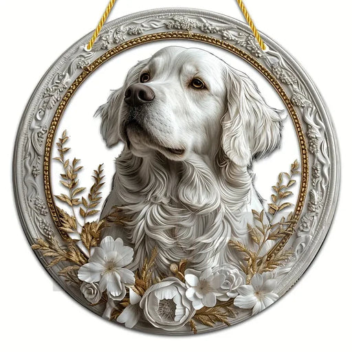 Golden Retriever German Shepherd Suncatcher, Acrylic Round Translucent Hanging,Gift for Dog Lover,House Yard garden farm Decor