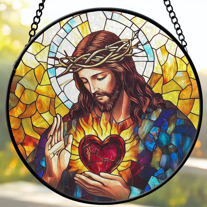 Jesus Christ Acrylic Stained Glass Window Hanging Ornament Glass Suncatcher Gift Christian Gift Religious Decor for Christian