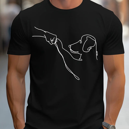 Dog Fist print round neck short sleeved T-shirt