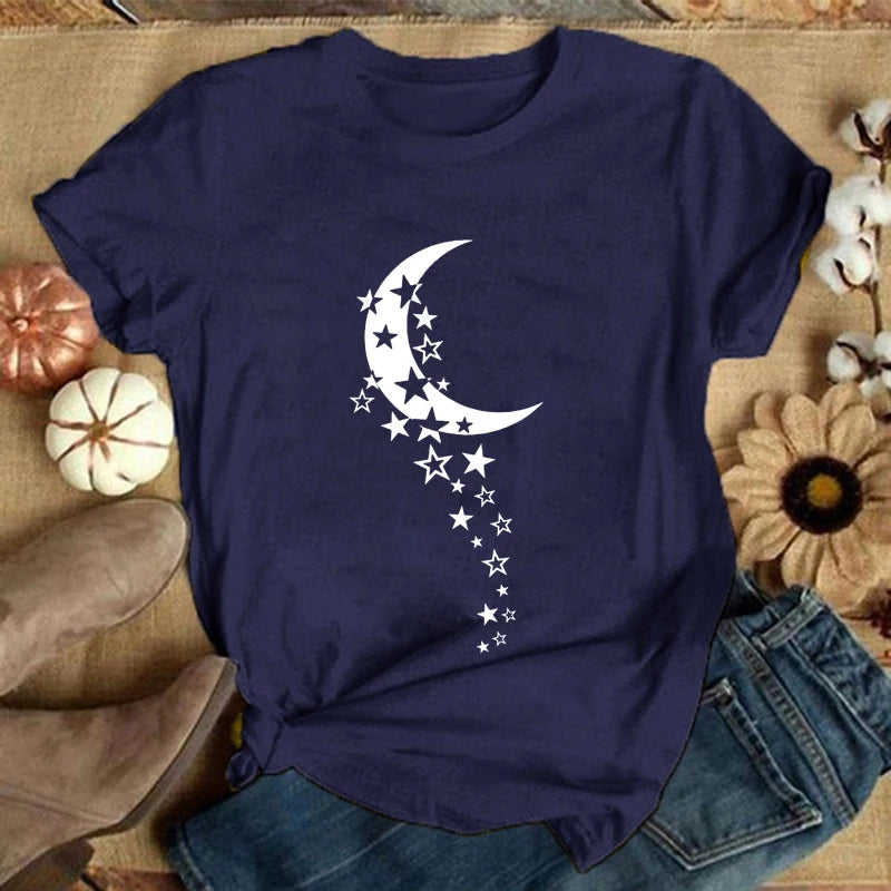 Red and Black Moon Astrology T-Shirt Women’s Fashion