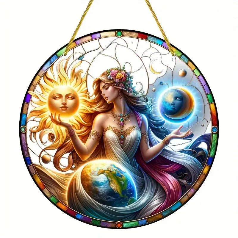 Tree of Life Theme Acrylic Sun Catcher- Window Hanging Decor with Stained Glass Appearance for Multi-Scene Decor Perfect festiva