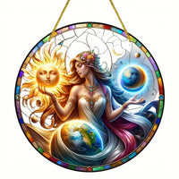 Tree of Life Theme Acrylic Sun Catcher- Window Hanging Decor with Stained Glass Appearance for Multi-Scene Decor Perfect festiva
