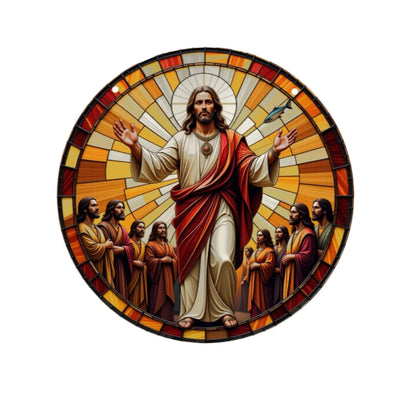 Room Decor Jesus Comes Suncatcher Light Catcher Circular Round Centerpiece for Porch,Garden,Office, Home Decoration Acrylic Sign