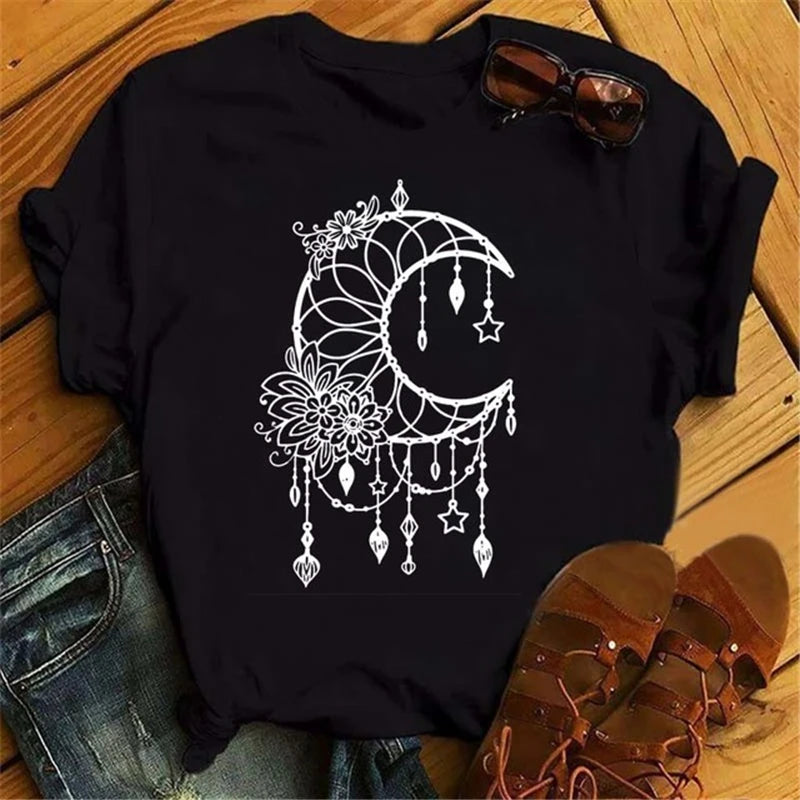 Moon Butterfly Astrology T-Shirt Casual Women’s Top