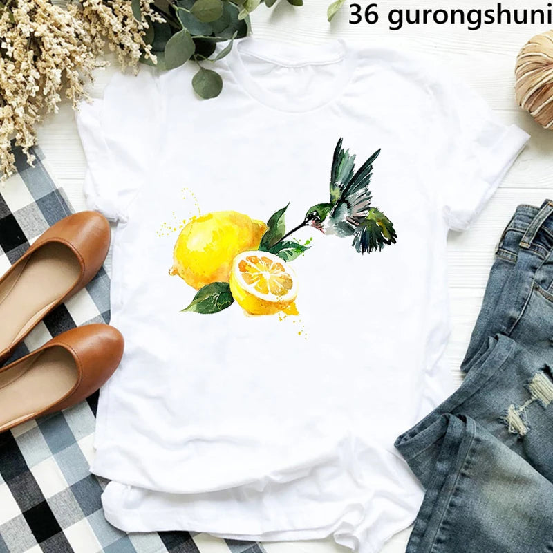 Hummingbird Floral Watercolor Purple Bird  T Shirt