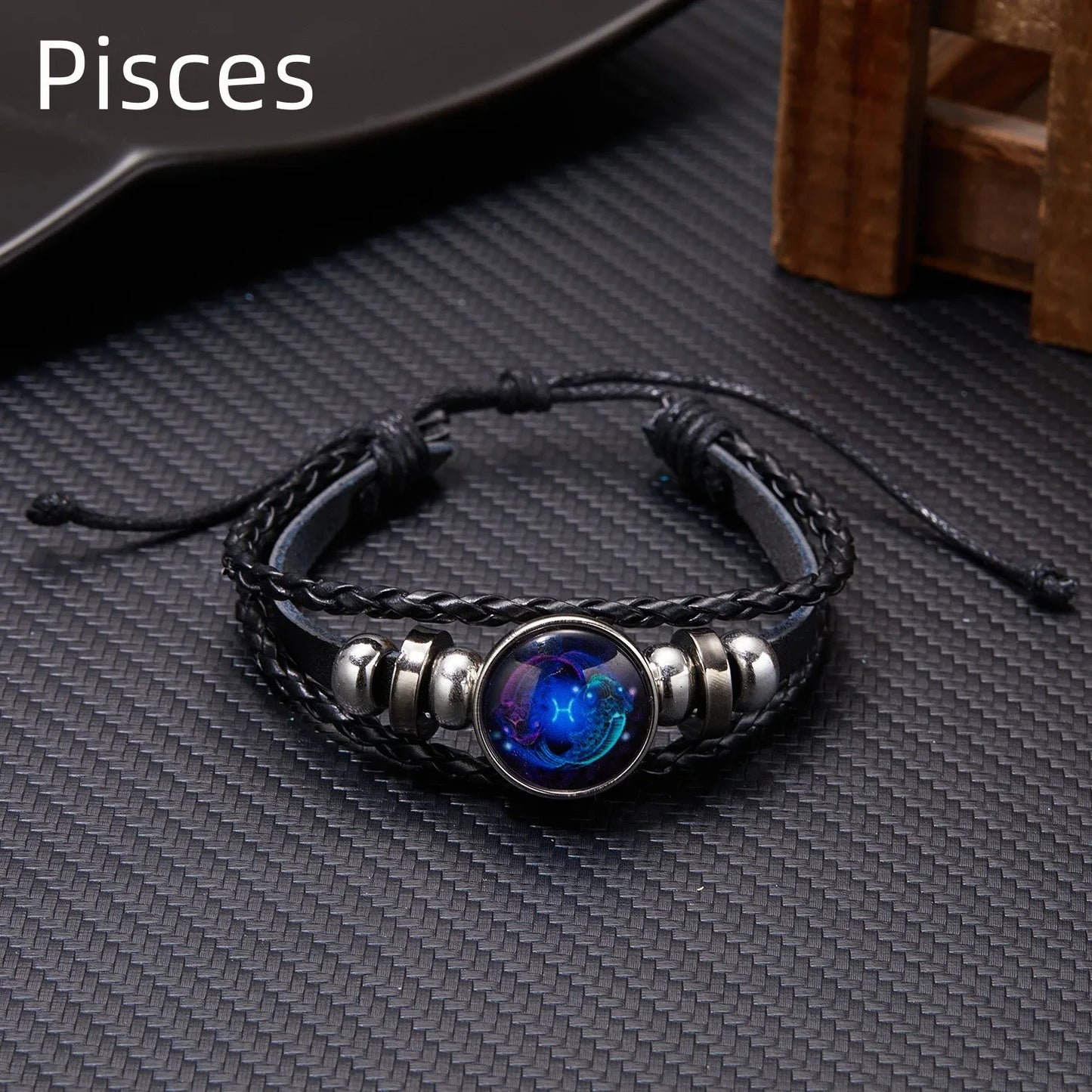 12 Constellation Zodiac Sign Luminous Vintage Leather Bracelet