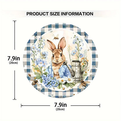 1 cute bunny easter wreath wooden sign-round wooden handmade decorations, rabbit accessories, perfect for room decoration.
