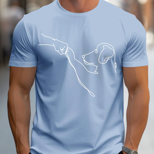 Dog Fist print round neck short sleeved T-shirt