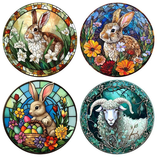 Happy Easter Window Stickers Rabbit Eggs Flower Plants Electrostatic Glass Sticker Easter Decorations for Home Bunny Wall Decals