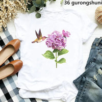 Hummingbird Floral Watercolor Purple Bird  T Shirt