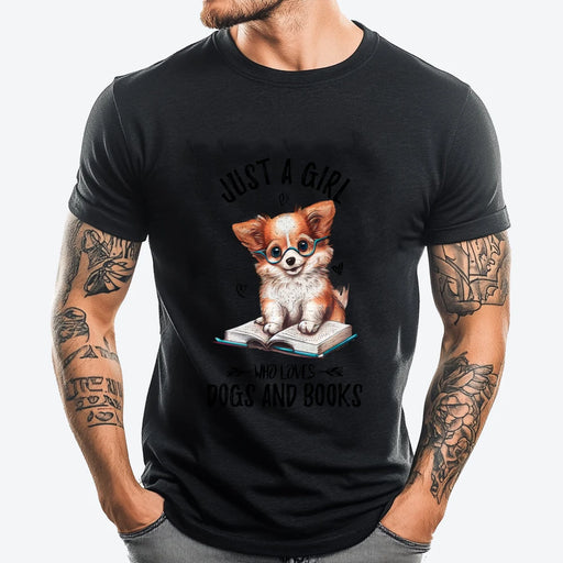 Just A Girl Who Loves Dogs And Books Puppy Tshirt