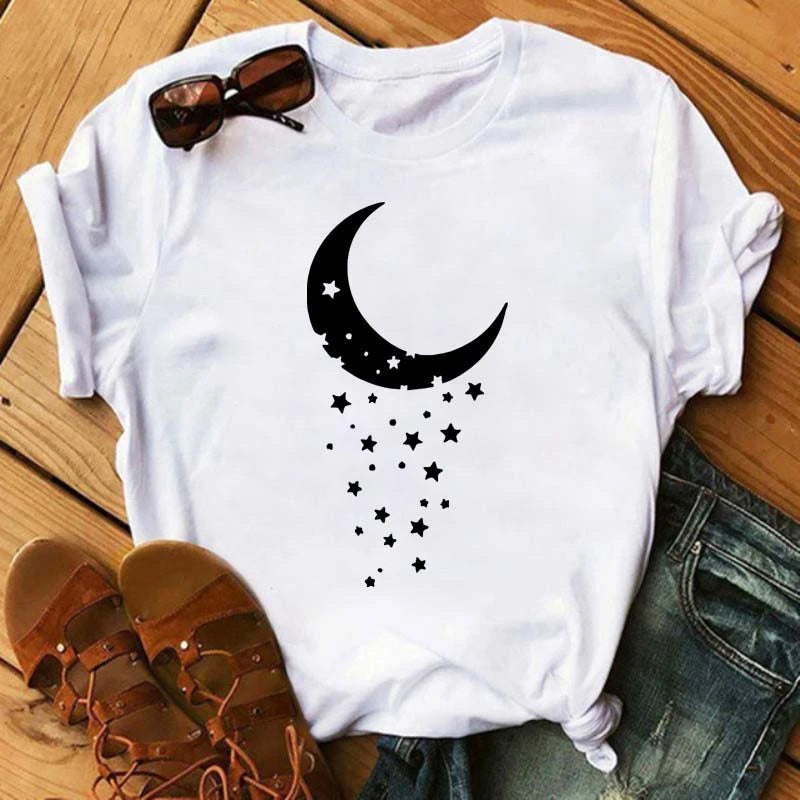 Moon Butterfly Astrology T-Shirt Casual Women’s Top