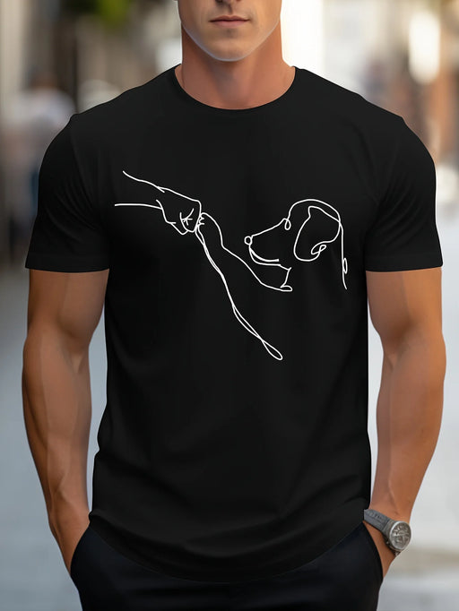 Dog Fist print round neck short sleeved T-shirt