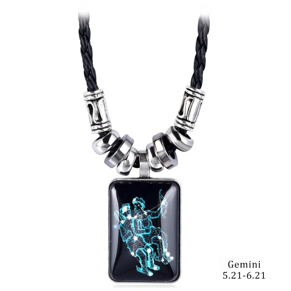 Personalized Zodiac Sign Galaxy Constellation Pendant Necklace