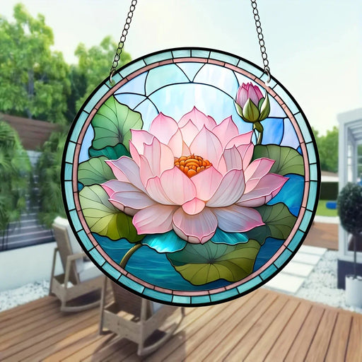 Lotus Flower Sun Sign Acrylic Hanging Suncatcher Decor