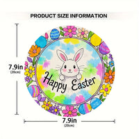 1 cute bunny easter wreath wooden sign-round wooden handmade decorations, rabbit accessories, perfect for room decoration.