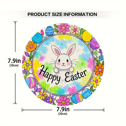 1 cute bunny easter wreath wooden sign-round wooden handmade decorations, rabbit accessories, perfect for room decoration.