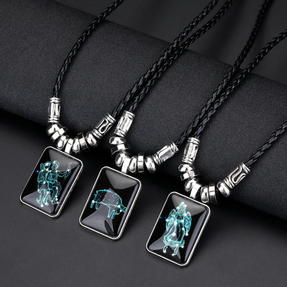 Personalized Zodiac Sign Galaxy Constellation Pendant Necklace
