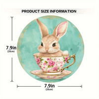 1 cute bunny easter wreath wooden sign-round wooden handmade decorations, rabbit accessories, perfect for room decoration.