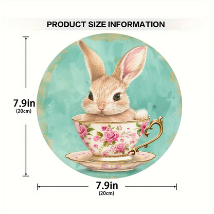1 cute bunny easter wreath wooden sign-round wooden handmade decorations, rabbit accessories, perfect for room decoration.